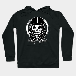 Landscaper Skull and Rake White Logo Hoodie